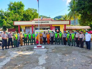 TNI-Polri Dan Puskesmas Minasatene Bersama-sama Sosialisasi Pencegahan Virus Corona kepada Masyarakat Pangkep