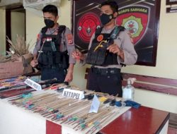 Polres Pelabuhan Makassar Sita Ratusan Anak Panah, Samurai, Dan Senapan Hasil Perang Kelompok di Barukang, Sabutung Dan Cambayya
