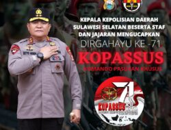 Kapolda Sulsel Irjen Pol Setyo Budi Moempoeni Harso, S.H., M.HUM Ucapkan Selamat Ulang Tahun Kopasus ke – 71