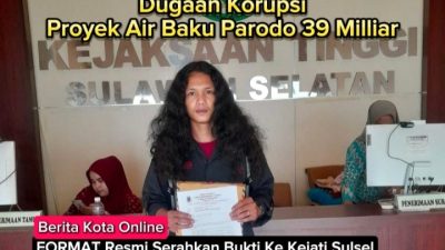 Aktivis FORMAT Resmi Laporkan Dugaan Korupsi Proyek Air Baku Parodo Rp39 Miliar ke Kejati Sulsel