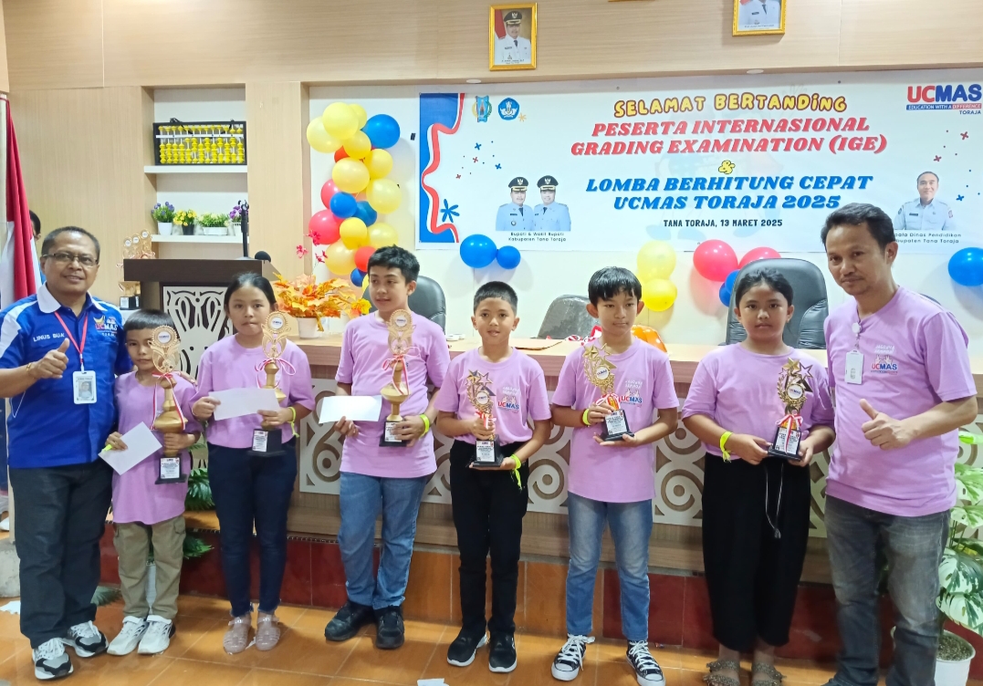 Siswa Toraja Utara Juara 1 Lomba Kompetisi Aritmetika Sempoa UCMAS 2025