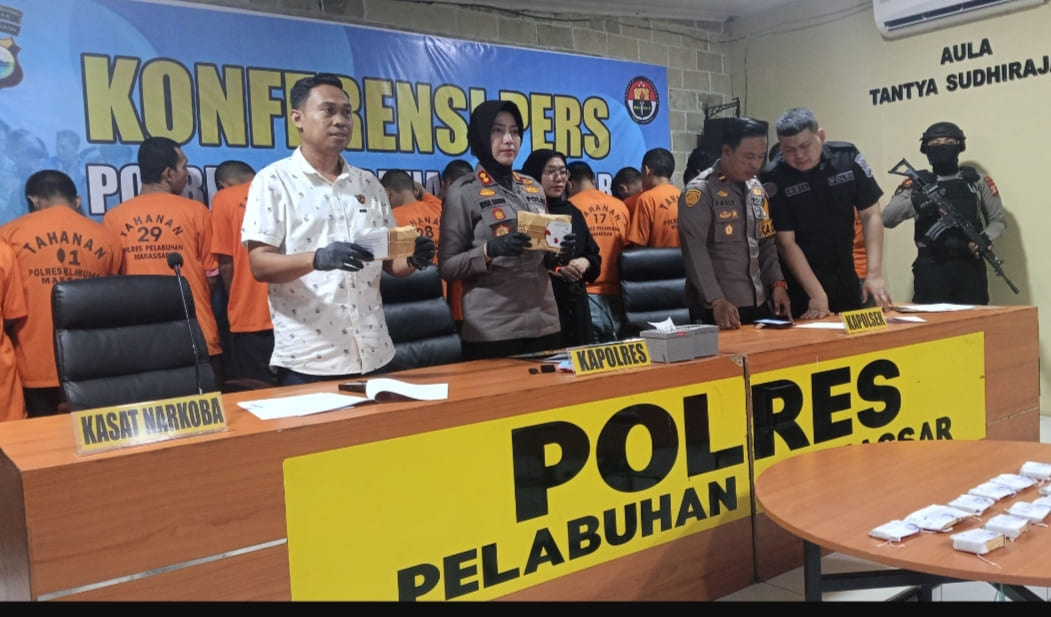 Polres Pelabuhan Makassar Sikat 111 Tersangka Narkotika selama Periode Januari-Mei 2025