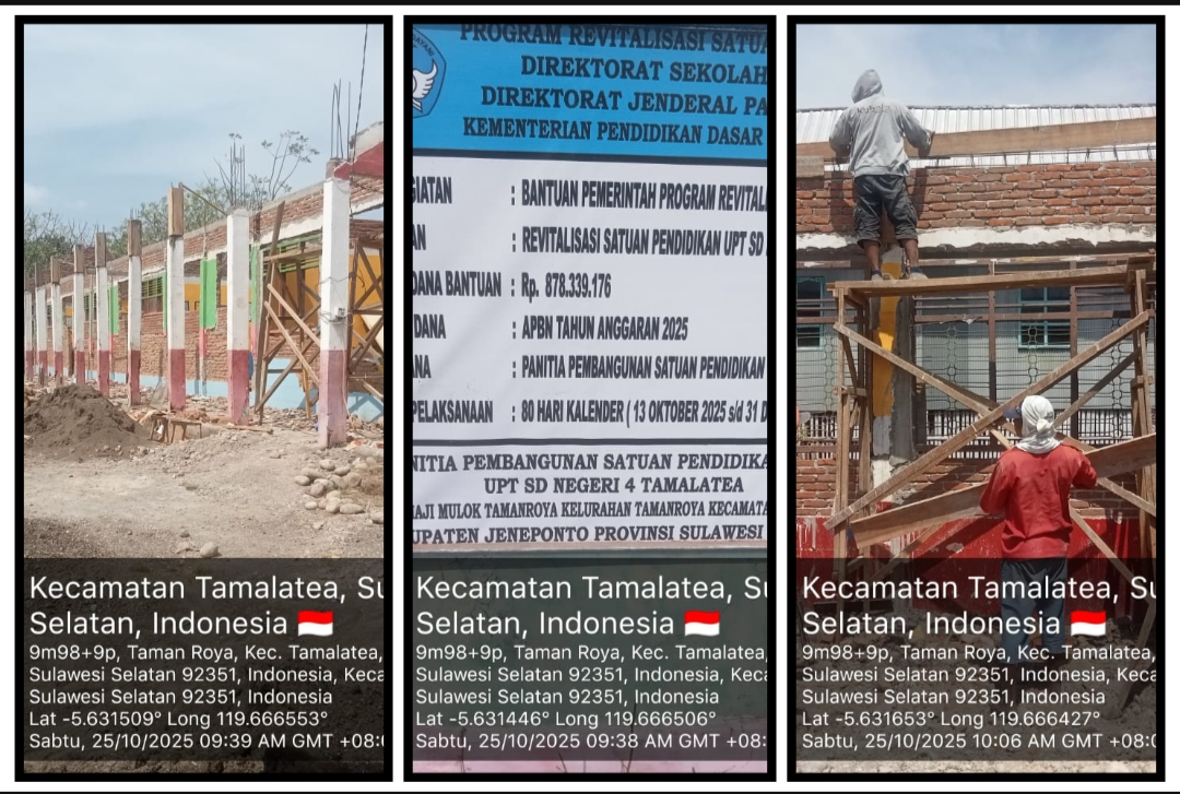 Proyek Revitalisasi SDN 4 Tamalatea Rp878 Juta Diduga Tak Sesuai Bestek dan Abaikan K3