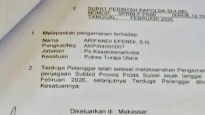 Heboh Surat “Pelepasan”, Propam Polda Sulsel Tegaskan AKP Arifandi Masih Ditahan