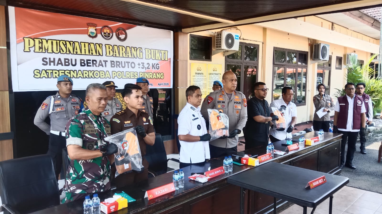 Polres Pinrang Musnahkan 3,2 Kg Sabu Bernilai Rp3,8 Miliar