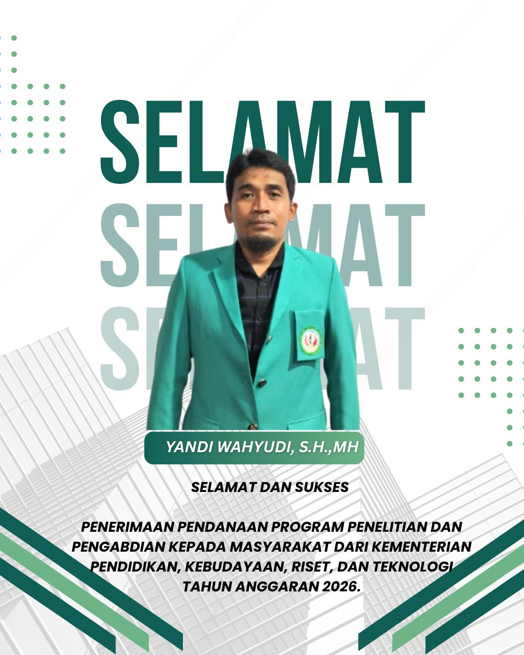 Dosen UIT Yandi Wahyudi Kembali Lolos Program Pendanaan Penelitian Nasional 2026