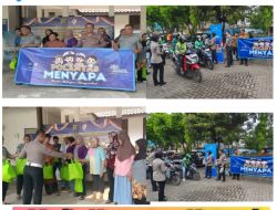 Personel Seksi STNK Subditregident Ditlantas Polda Metro Jaya melakukan  Sosialisasi pelayanan Samsat   dengan pemberian  Sembako kepada Warga disekitar Samsat Jakarta Barat  Dan  Santunan Sembako , Anak Yatim Dhuafa, Tuna Wisma dan Warga Sekitar Samsat Tangerang Selatan Dan Depok