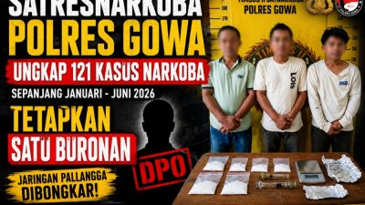 Satresnarkoba Gowa Ungkap 121 Kasus Narkoba Sepanjang Januari-Juni 2026, Tetapkan Satu Buronan