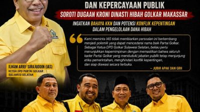 APAK dan GRH Desak IAS Ambil Sikap Tegas Demi Menjaga Marwah Partai Golkar dan Kepercayaan Publik