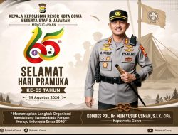 Kapolresta Gowa Ucapkan Selamat Hari Pramuka ke-65, Ajak Generasi Muda Terus Berkarya untuk Indonesia Emas 2045