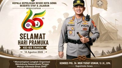 Kapolresta Gowa Ucapkan Selamat Hari Pramuka ke-65, Ajak Generasi Muda Terus Berkarya untuk Indonesia Emas 2045