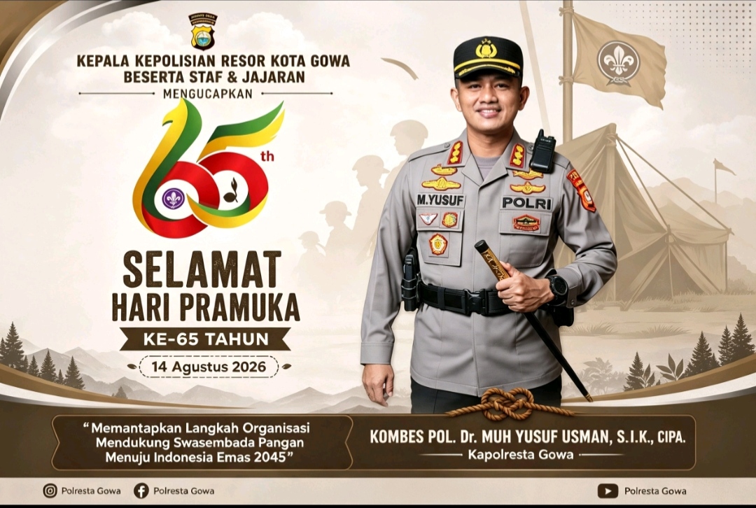 Kapolresta Gowa Ucapkan Selamat Hari Pramuka ke-65, Ajak Generasi Muda Terus Berkarya untuk Indonesia Emas 2045