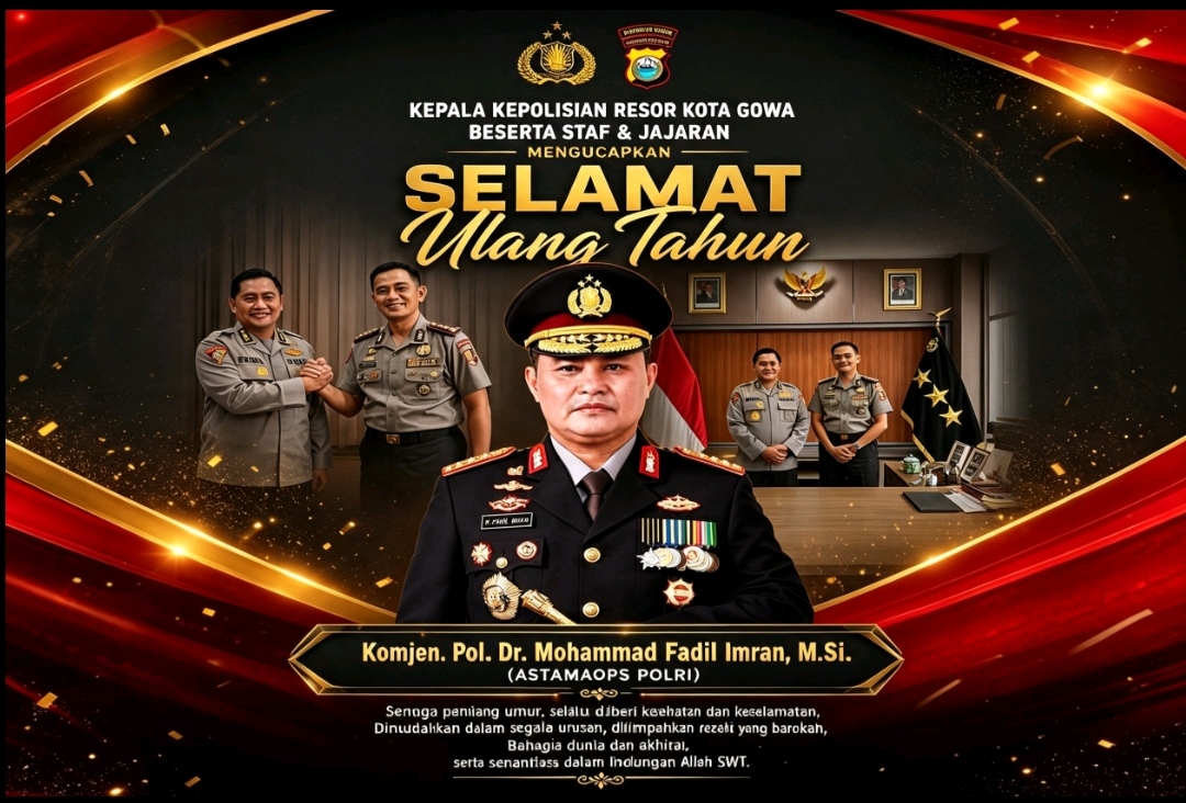Kapolresta Gowa dan Jajaran Sampaikan Doa dan Ucapan HUT untuk Astamaops Polri Komjen Fadil Imran
